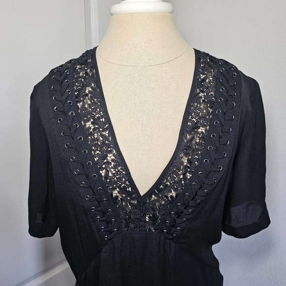 A.L.C. Silk Mini Black Dress Size 4 - Picture 5 of 7